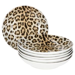 Mambocat Leopard Lampart 6-tlg. Suppenteller Set Leoparden Design I 450 ml I Soup bowl I Steingut