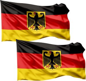 2x Deutschland Flagge 60x90 mit Adler - EM 2024 Fahne - Fanartikel - strapahrzierfähiges Polyester & Metallösen