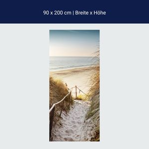 Türtapete Weg zum Strand, Seil, Meer, Düne, Schilf M1301 – 90 x 200cm / selbstklebende Dekorfolie