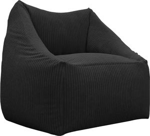 chilly pilley Sitzsack Cord Sitzkissen EPS-Perlen Füllung Bodenkissen Sessel Gartenkissen mit Rückenlehne Sitz (Schwarz)
