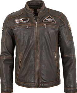 Jilani - Herren Lederjacke Lammnappa dunkelbraun antik : 50