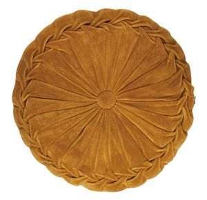 Kissen - Senffarben - Ø 40 cm - Samtoptik