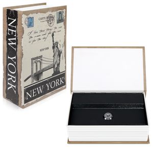 Navaris Buchtresor Versteck Größe M mit 2x Schlüssel - 18,5 x 11,5 x 5,2cm - New York Design - Buchsafe Attrappe mit Geheimfach - Buch Geldversteck