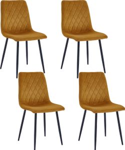 Lina® Elisia Esszimmerstuhl im modernen Design - Samt - Bequemer Stuhl für Ihr Esszimmer, hochwertiger Stoff, ergonomische Form - 4er Set - Ockergelb