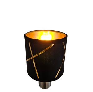 Lampenschirm Rund Retro Vintage Farbe: Schwarz/Gold Stofflampenschirm Textilschirm Ersatzschirm Tischlampe Pendelleuchte E14 Fassung Durchmesser 10cm
