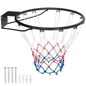 COSTWAY Ø37 cm Basketballkorb Indoor, Mini Basketball Korb mit Ring & Netz, für Tür & Wandmontage Schwarz