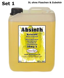 Absinth Gold Kristall 5 L ohne Farbstoff mit maximal erlaubtem Thujongehalt 35mg/L 55%Vol