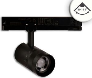 ISOLED 3-Phasen Schienen-Strahler fokussierbar, 12W, 20°-55°, schwarz matt, 4000K, DALI dimmbar