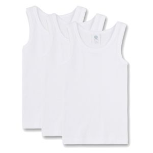 Sanetta Jungen Unterhemd 3er Pack - Shirt ohne Arme, Tank Top, Basic, Organic Baumwolle Weiß 164