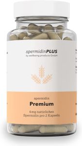 Spermidin Kapseln PREMIUM - 6 mg Spermidin pro Tagesdosis | Höchster purer Spermidingehalt | Apothekenqualität | Natürliches Weizenkeimlingspulver | 100% vegan