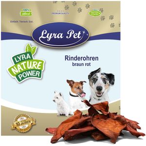 200 Stk. + 10 gratis Lyra Pet® Rinderohren geräuchert, braun rot