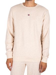 Tommy Hilfiger Herren Lounge-Sweatshirt mit besticktem Logo, Beige M