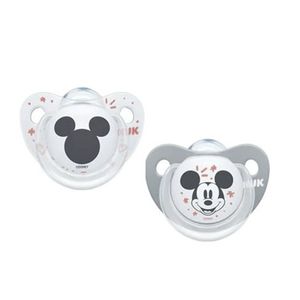 NUK Baby NUK Disney Mickey Mouse Trendline Silikon-Schnuller, kiefergerechte Form, 0-6 Monate, 2 Stück, weiß & grau Schnuller Schnuller