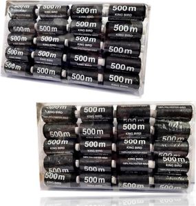 [0,75 EUR/1000 m] 40-teiliges Nähgarn Set [einfarbig] | Nähset Universal | Polyester Nähmaschinengarn | 20 Spulen a. 500m | Allesnäher Garnset | Nähkasten [Farbe - Schwarz] | Nähfaden Set - 20000m