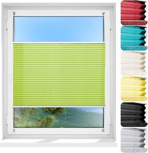 Plissee Faltrollo Magic moderner Sichtschutz Fensterrollo ohne Bohren Hellgrün 75x100 cm