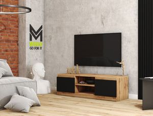 Minio, TV-Schrank, TV-Lowboard, "DIDI", 120cm, stehend, Wotan Eiche/ Schwarz Graphit Farbe