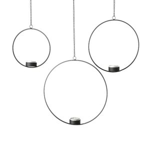 3er Set Teelichthalter schwarz - Kerzenhalter 15-25 cm rund zum Aufhängen an Decke & Fenster