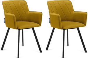 Konsimo Židle  2 ks "PYRUS", žlutá, látka/kov, Loft, 56x84x46 cm
