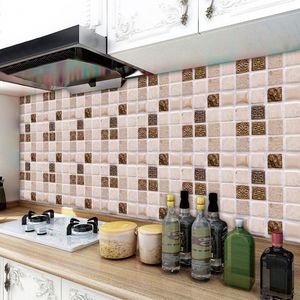 90pcs 3D Mosaik Fliesenaufkleber Wandaufkleber Küche Bad Fliesenfolie Klebefolie Dekor Type:F
