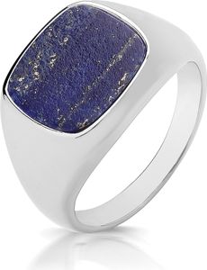 Modischer 925 Sterling Silber Damen - Monarchenring / Siegelring mit Lapis Lazuli, 61 (19.4); TRS33141RST