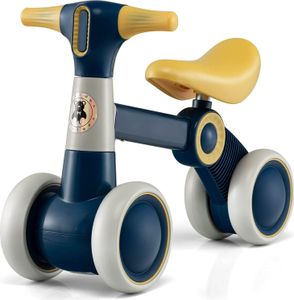 GOPLUS Kinder Laufrad, Balance Bike ohne Pedal mit 4 Rädern & rutschfesten Eva-Griffe, Erstes Lauflernrad Spielzeug für 1-3 Jahre Jungen und Mädchen (Gelb)