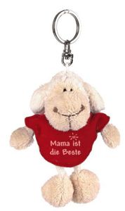 NICI 31552 Schlüsselanhänger Schaf weiß Plüsch mit T-Shirt "Mama ist die Beste" 10 cm rot