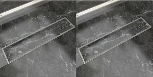 Möbel Lineare Duschrinnen 2 Stk. 530 x 140 mm Edelstahl DE19874