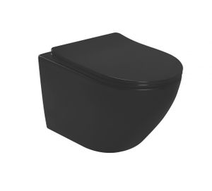 Hänge-WC Wand-WC schwarz matt CARLO MINI RIMLESS BLACK MAT 48,5x35,5x34,5 randlos
