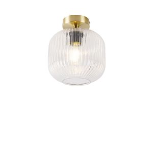 QAZQA - Art Deco Art Deco Deckenleuchte | Deckenlampe | Lampe | Leuchte Messing - Karel | Wohnzimmer | Schlafzimmer | Küche - Glas Rund - LED geeignet E27