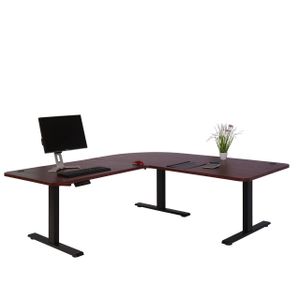 Eck-Schreibtisch MCW-D40, Computertisch, elektrisch höhenverstellbar 178x178cm 84kg  Kirsch-Dekor, schwarz