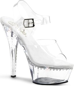KISS-208LS Damen Sandale von Pleaser, Transparent EU 43, US 13
