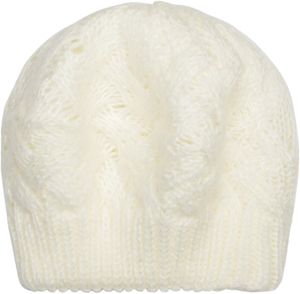styleBREAKER Damen Strick Baskenmütze mit Zopfmuster, Winter, Barett, Franzosen Mütze 04024166, Farbe:Creme-Weiß