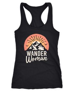 Damen Tanktop Wander Woman Wanderer Outdoor Geschenke für Wanderfans Frauen Racerback Moonworks® schwarz XXL