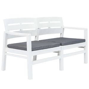 vidaXL Zahradní lavice pro 2 osoby s polštářem Bílá 133 cm Plastová
