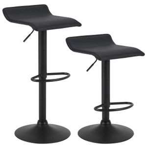 WOLTU Barová stolička Sada 2 barových stoličiek Bistro Stool Dizajnová stolička, výškovo nastaviteľná otočná, umelá koža, oceľ, čierna