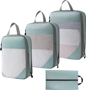 MODFU 4 Stück Packing Cubes Kleidertaschen Koffer Organizer, Blau