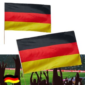 Stabfahne Deutschland 2er Set mit Stab 90x150cm Flagge Fahne Schwarz/Rot/Gold Fanartikel Fussball