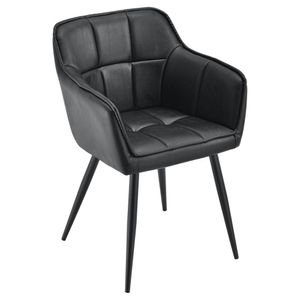 Sessel mit Rücken- und Armlehnen Lehnensessel 79x56x54 cm Chair Kunstleder Metallbeine Schwarz Schwarz [en.casa]