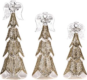 Goodwill Weihnachtsengel aus Glas, goldfarben, H 28,5 cm, Vorteilsset mit 3 Stück