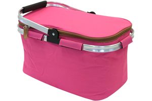 Picknick Korb Premium 23L faltbar Pink Einkaufskorb isoliert 46 cm