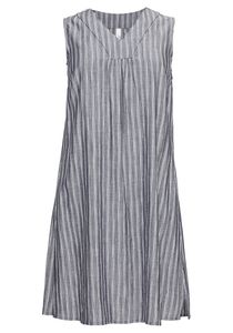 sheego Damen Große Größen Kleid leicht ausgestellt, aus fließender Viskose Tunikakleid Citywear sportlich V-Ausschnitt - gestreift
