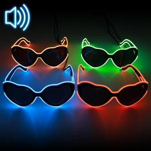 Soundsensitive LED-Herzbrille EL-Brille mit Lichteffekt Festivalbrille Farbe - rot