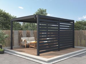 Verstellbare Sonnenschutzblende für bioklimatisches Terrassendach - Aluminium - Anthrazit - 3,68 x 2,2 m - BOLSENA