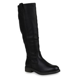 Mytrendshoe Klassische Stiefel Damen Schuhe Leicht Gefüttert Boots Profilsohle 892525, Farbe: Schwarz, Größe: 39