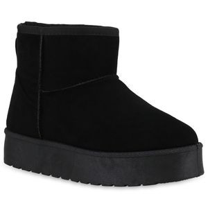 VAN HILL Damen Warm Gefütterte Winter Boots Bequeme Profil-Sohle Schuhe 840825, Farbe: Schwarz, Größe: 40