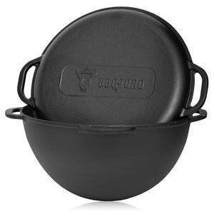 BBQ-Toro Kazan, Gusseisen Topf, 19 Liter, Grillwok preseasoned-bereits eingebrannt, Schmortopf