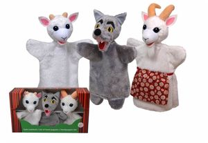 Set-Handpuppen Tiere, Wolf und Ziegen, in Geschenkbox - Handpuppen im 3er Set