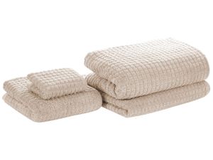 BELIANI Badehandtuch 4er Set Beige Baumwolle 30x50 cm / 50x100 cm / 70x140 cm / 100x150 cm Frottee Handtücher in verschiedenen Größen