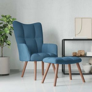 vidaXL Relaxačné kreslo s taburetom Blue Velvet