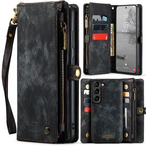 Für Samsung Galaxy S24 Plus CaseMe Kunstleder Multifunktion Zipper Wallet Tasche Schwarz